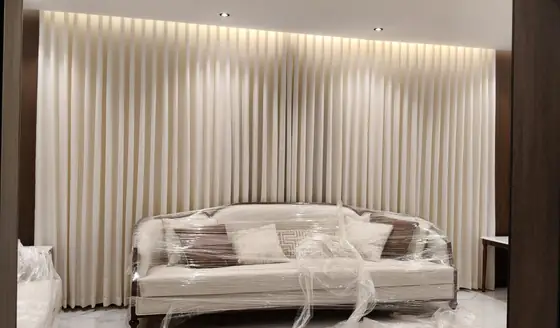 Made-to-measure pleated curtains fitted in a Riyadh villa