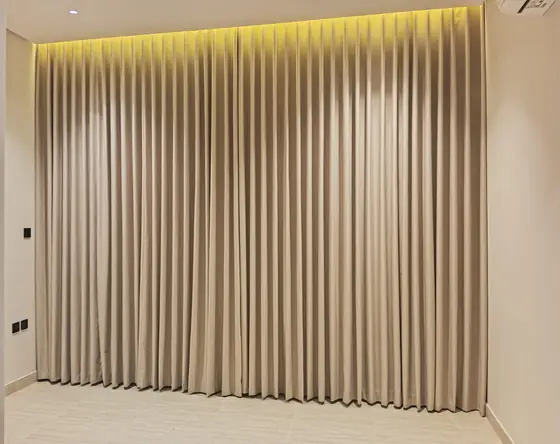 Made-to-measure pleated curtains fitted in a Riyadh villa