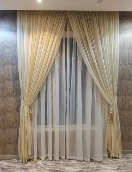 Double-layer sheer and blackout curtains