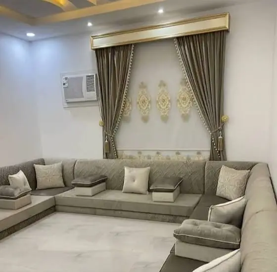 Made-to-measure pleated curtains fitted in a Riyadh villa