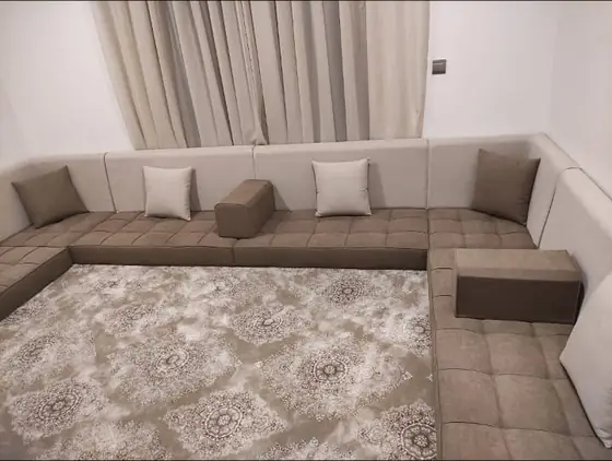 Majlis floor seating re-covered in new fabric